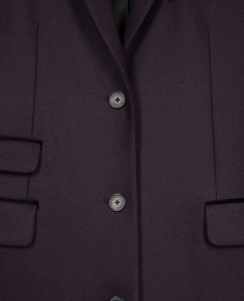 The Kooples FEMME NAVY manteau long en laine m&eacute;lang&eacute;e bleu marine