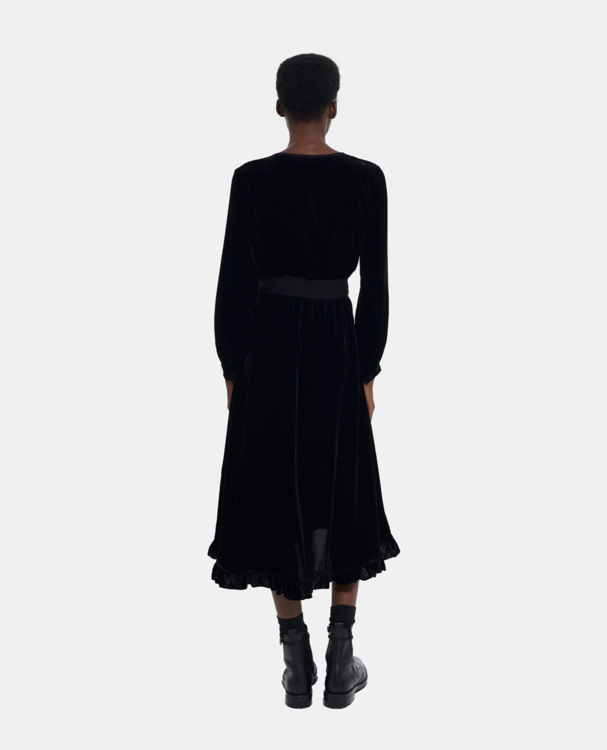Long black velvet dress, BLACK, hi-res image number null