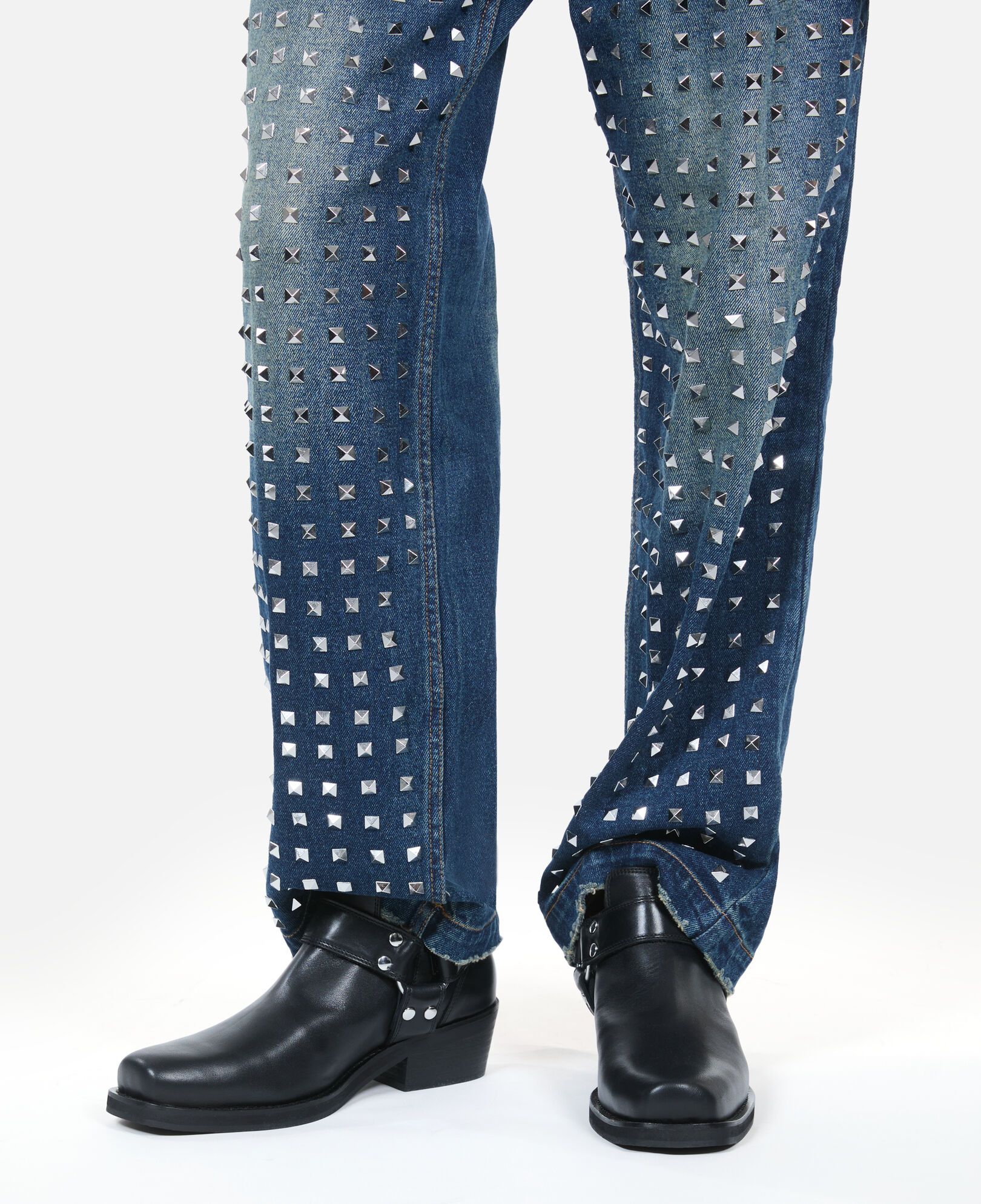 The Kooples HERREN BLACK schwarze lederstiefel mit riemen