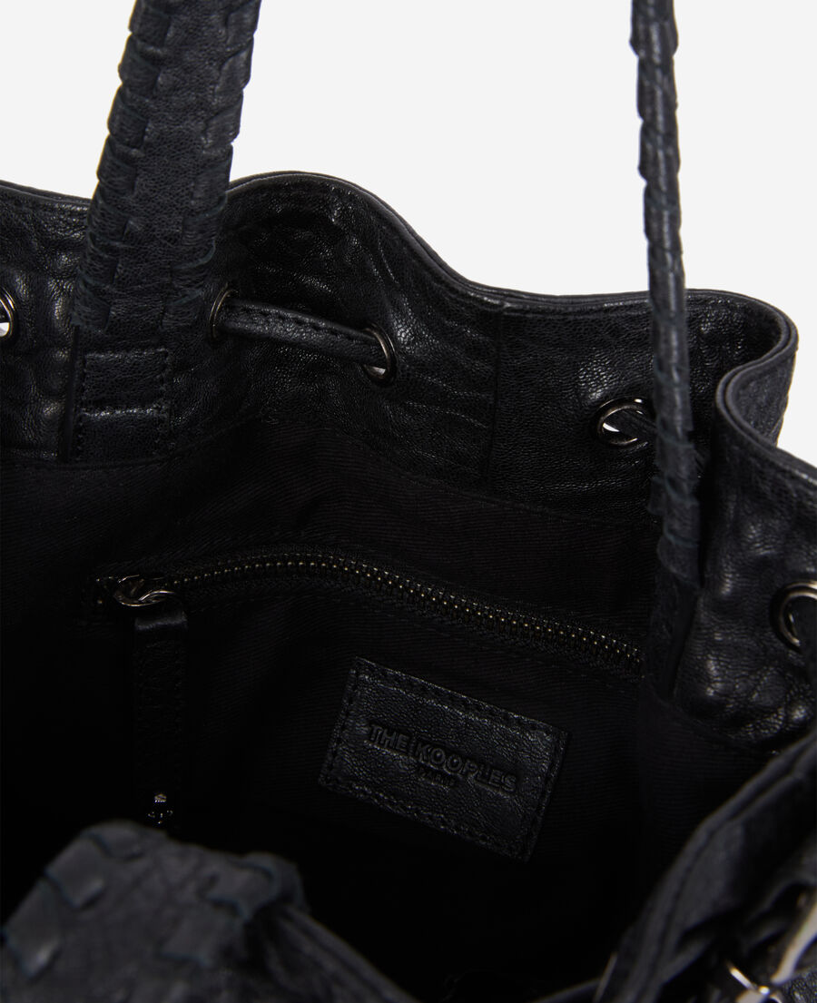 sac seau héritage en cuir noir