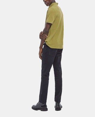 The Kooples H GREEN / BLACK green polo with officer collar and embroidery