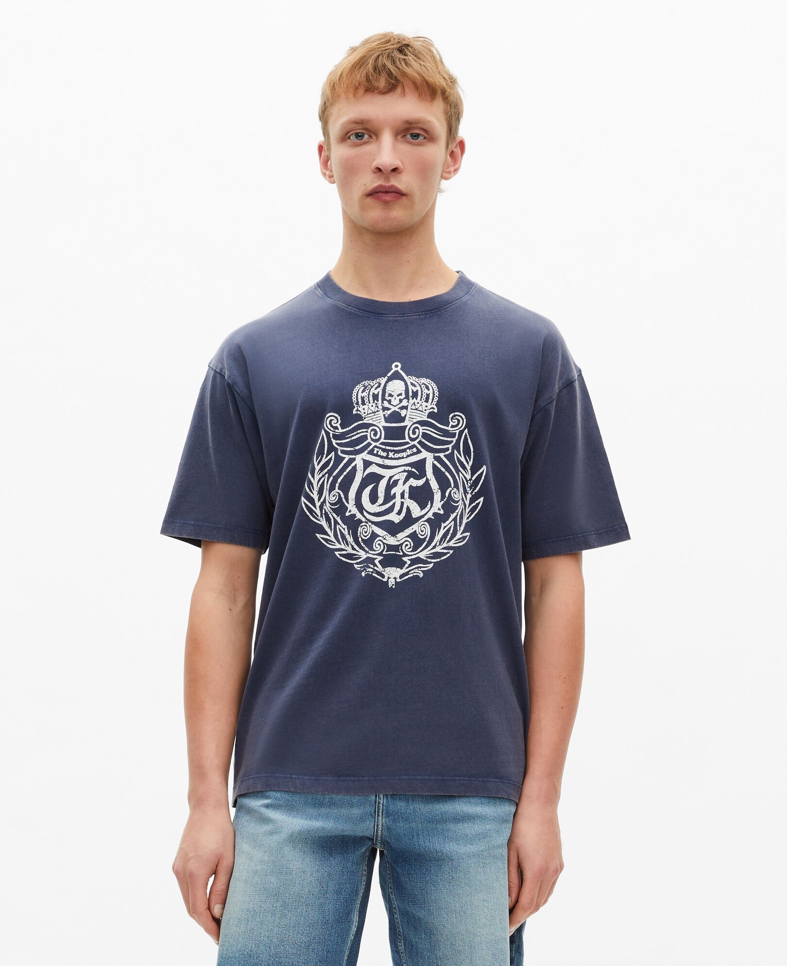 The Kooples MEN DARK NAVY navy crest screen print t-shirt