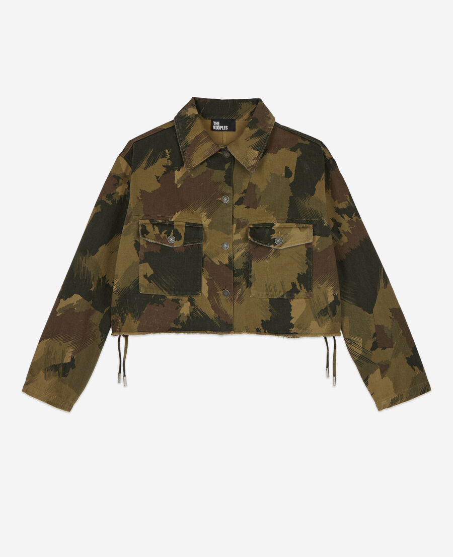 short camouflage denim jacket