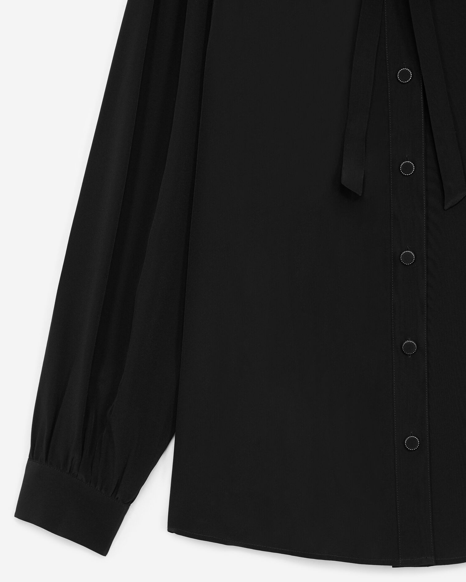Black silk shirt with Peter Pan collar, BLACK, hi-res image number null