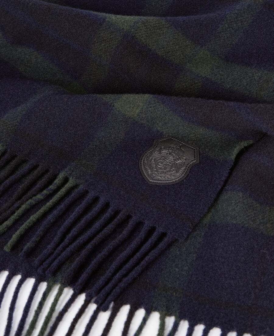 The Kooples M GREEN NAVY checked wool scarf