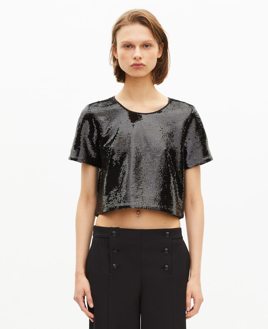 The Kooples WOMEN BLACK black sequin top
