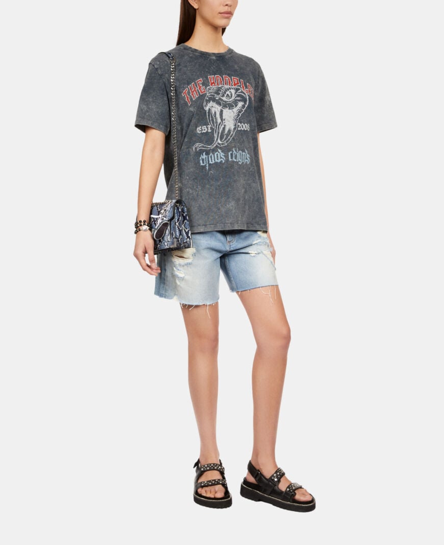 The Kooples F NAVY emily chain bag in blue python-effect leather