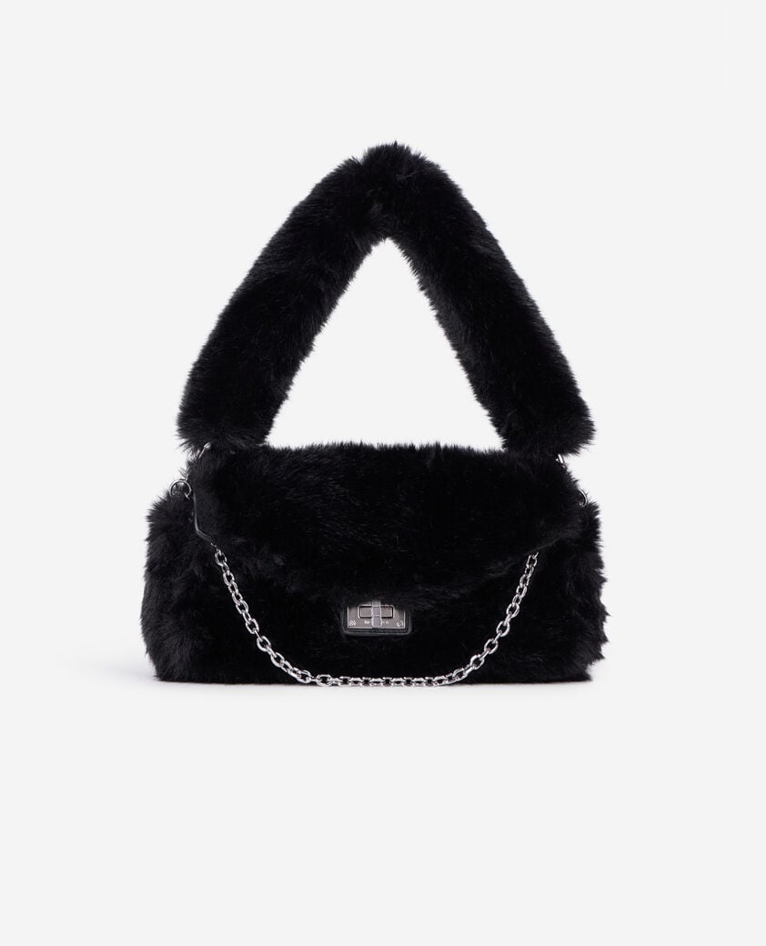 The Kooples WOMEN BLACK black faux-fur clutch bag