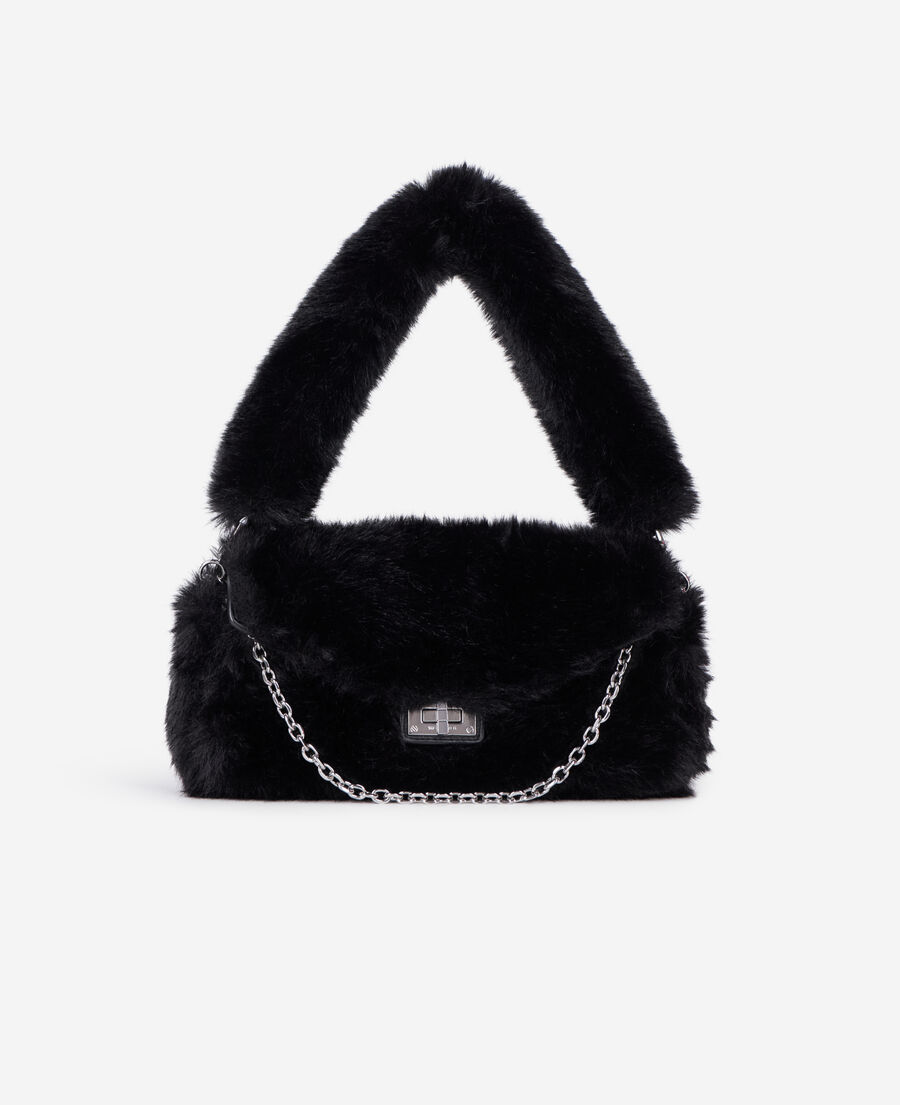The Kooples WOMEN BLACK black faux-fur clutch bag
