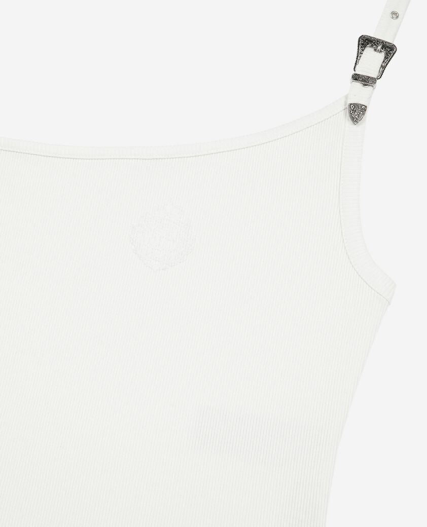 The Kooples DAMEN ECRU asymmetrisches geripptes trägerhemd in ecru