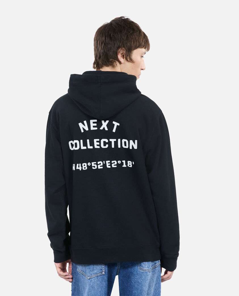 The Kooples HERREN BLACK WASHED schwarzes kapuzensweatshirt mit logo