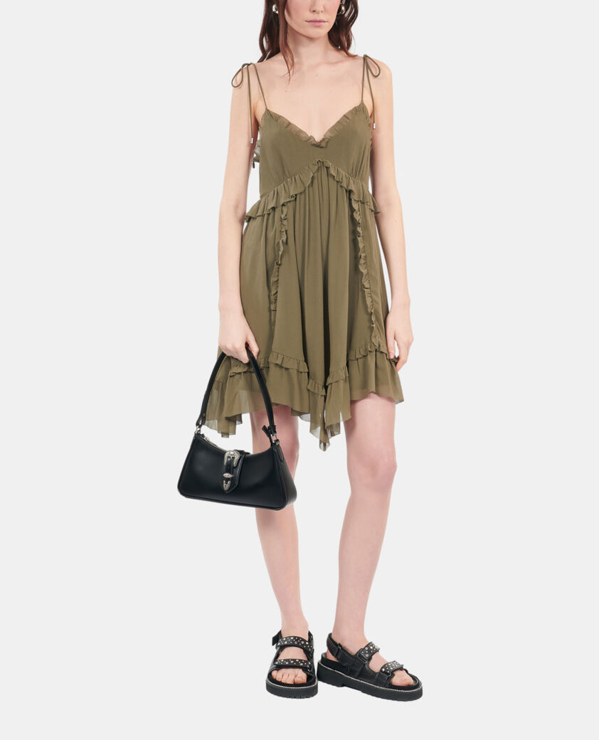 The Kooples FEMME KAKI robe courte en soie kaki