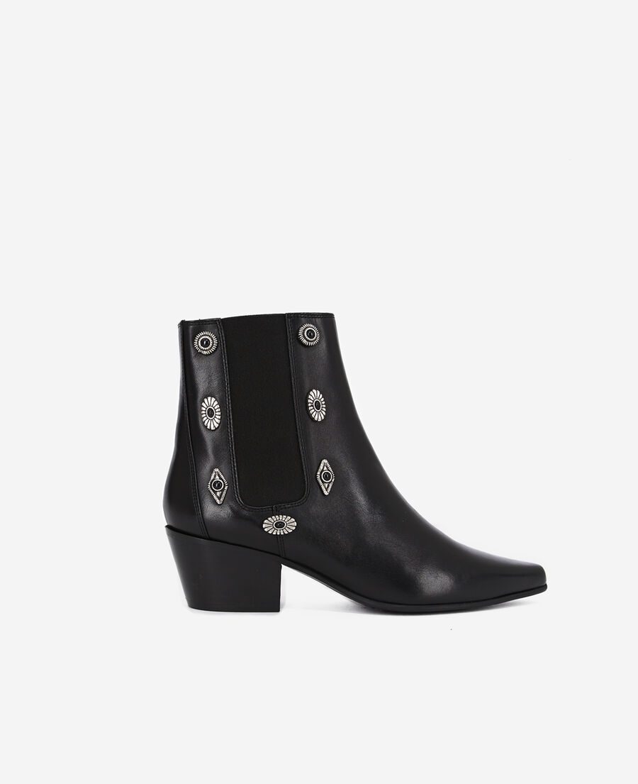 black leather ankle boots