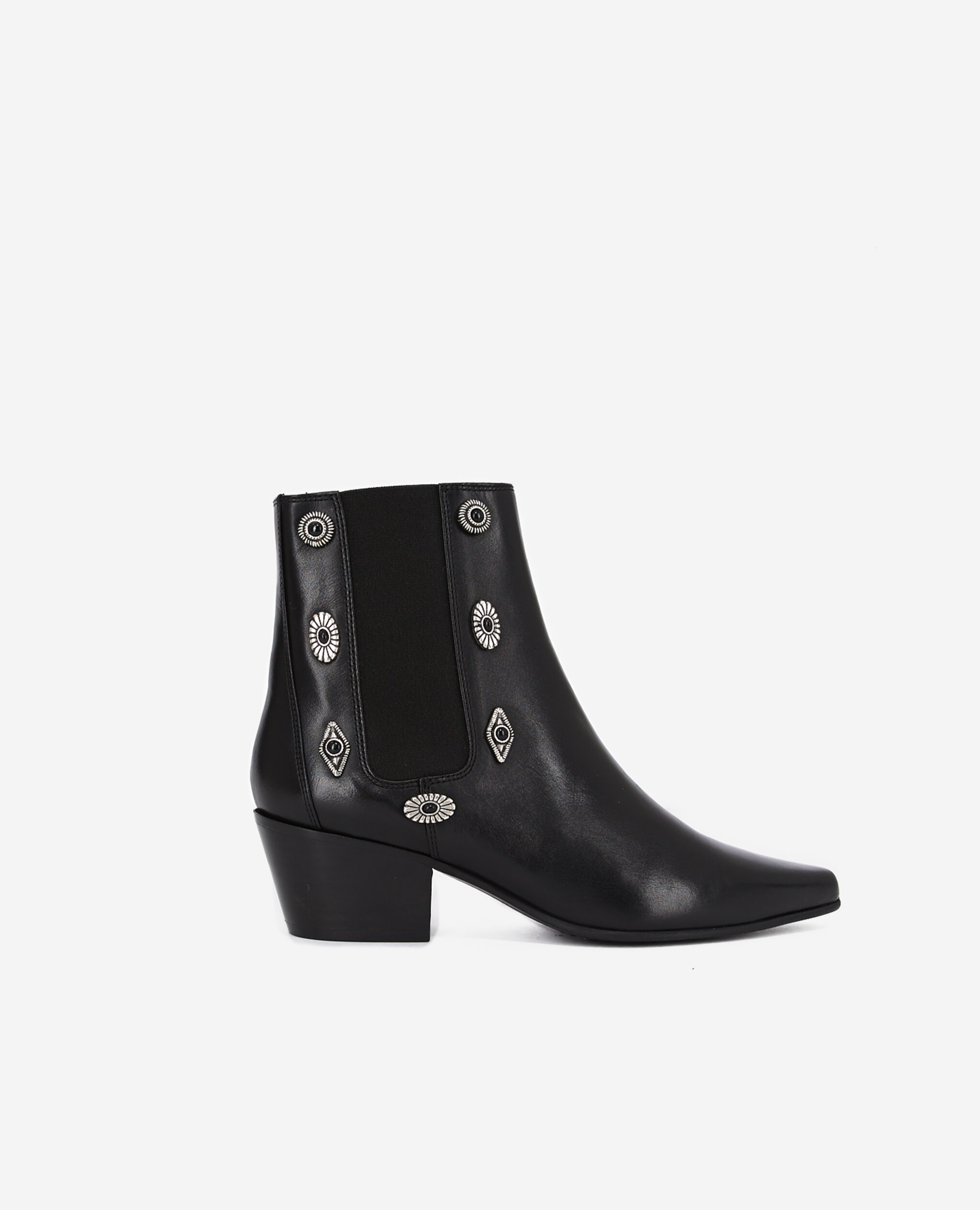 Black leather ankle boots, BLACK, hi-res image number null