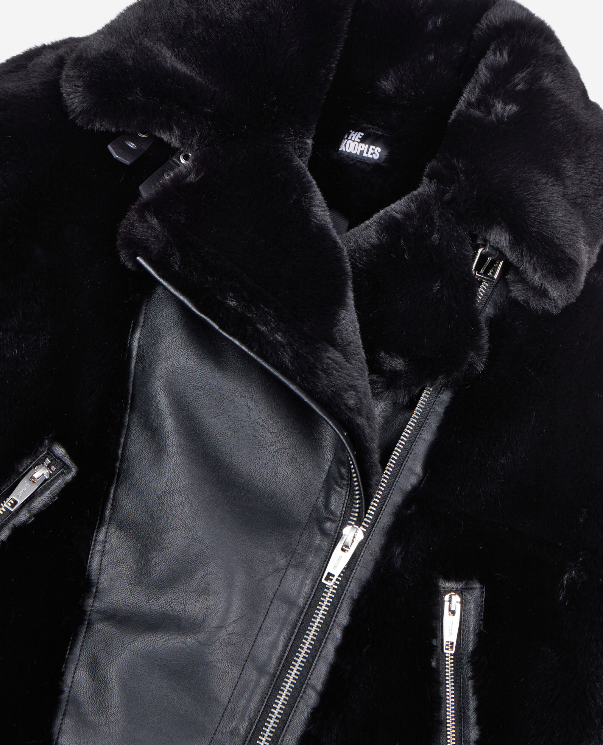 Women's Black fur-effect aviator jacket | The Kooples US