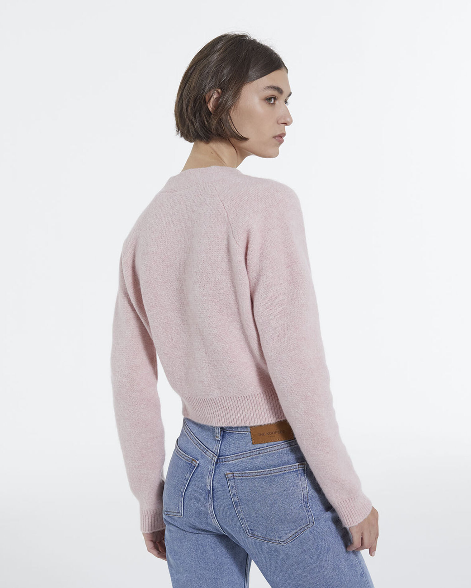 Cropped pink wool cardigan with pockets, PINK, hi-res image number null