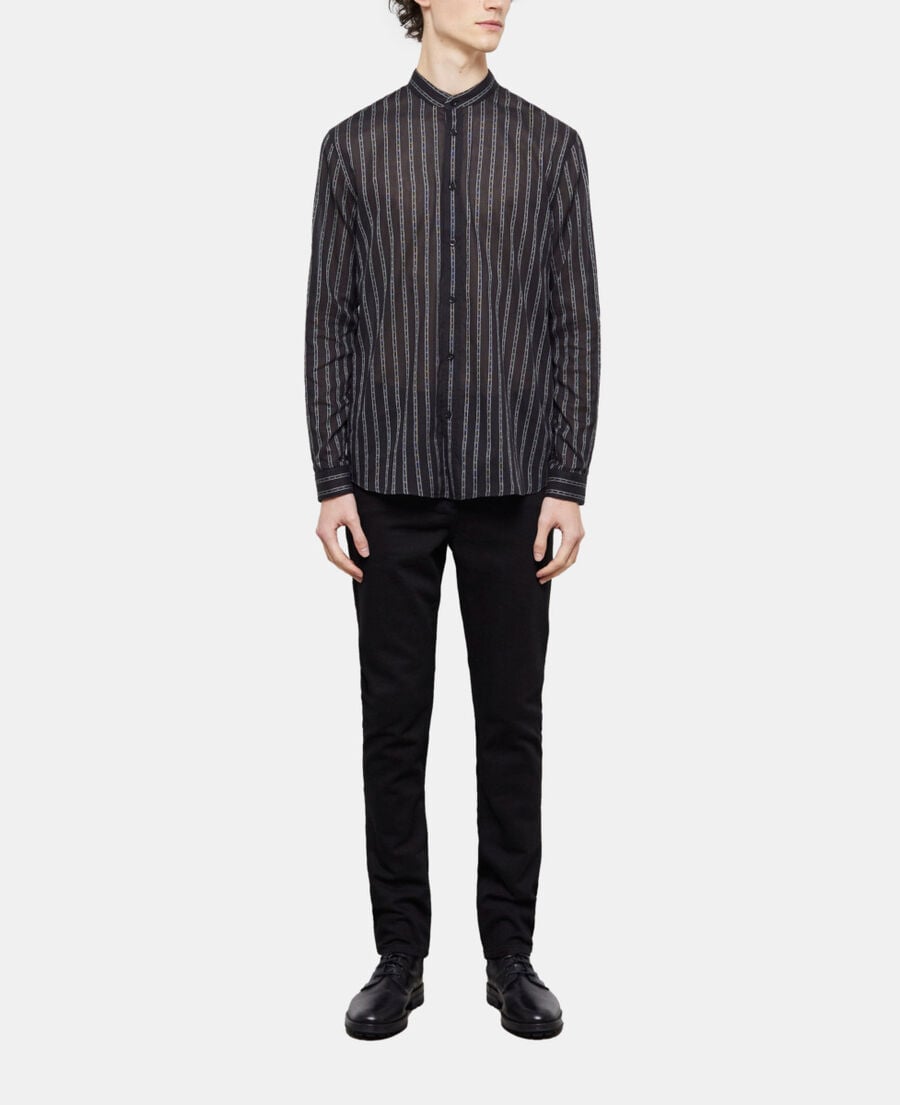 The Kooples H BLACK black striped shirt with officer collar