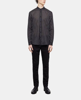 The Kooples H BLACK black striped shirt with officer collar