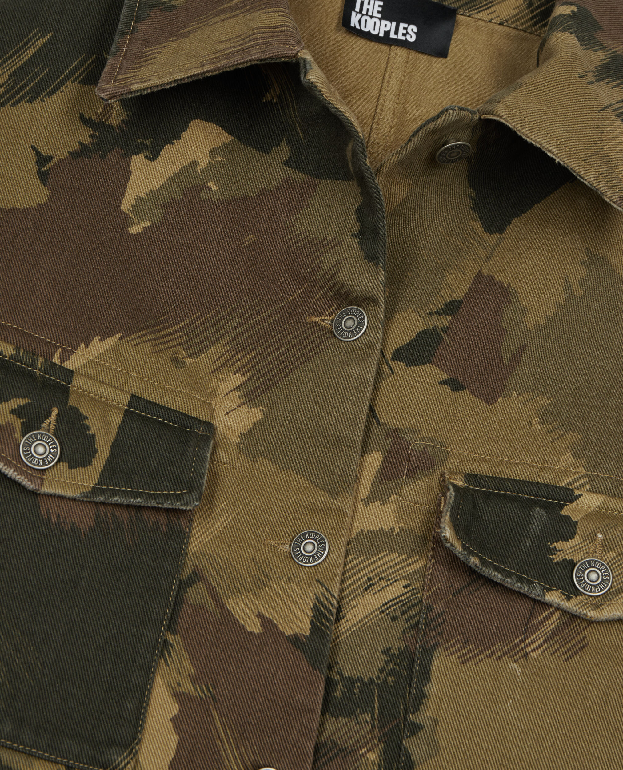 Blouson court en denim camouflage kaki, CAMOUFLAGE, hi-res image number null