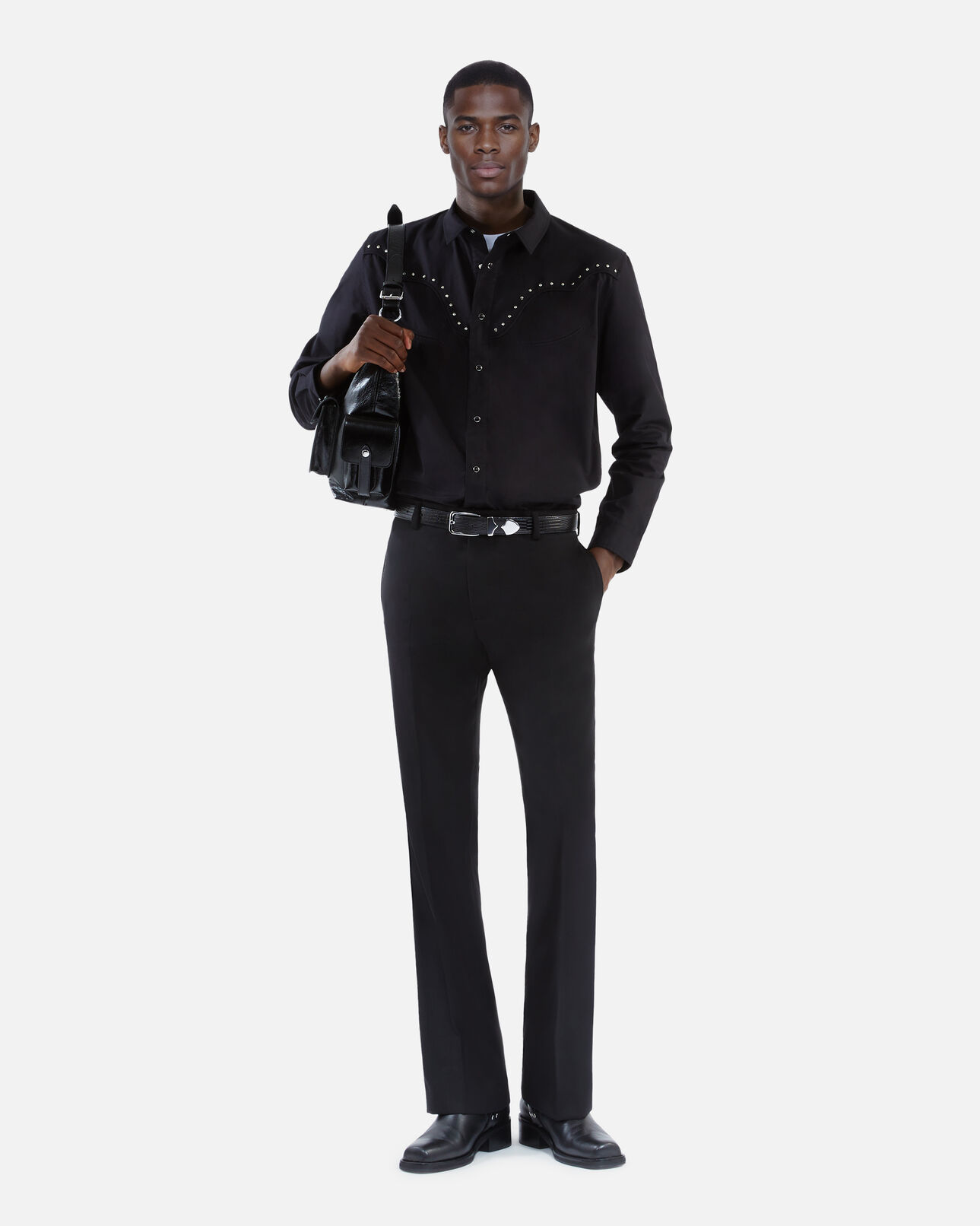 The Kooples HOMME BLACK chemise style western noire
