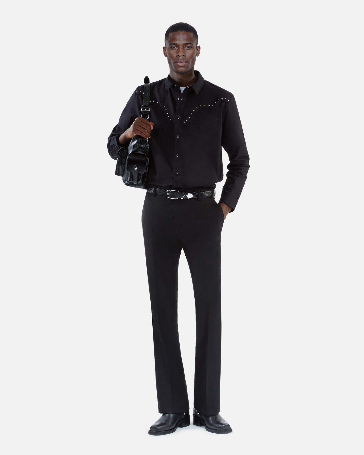 Chemise style western noire, BLACK, hi-res image number null