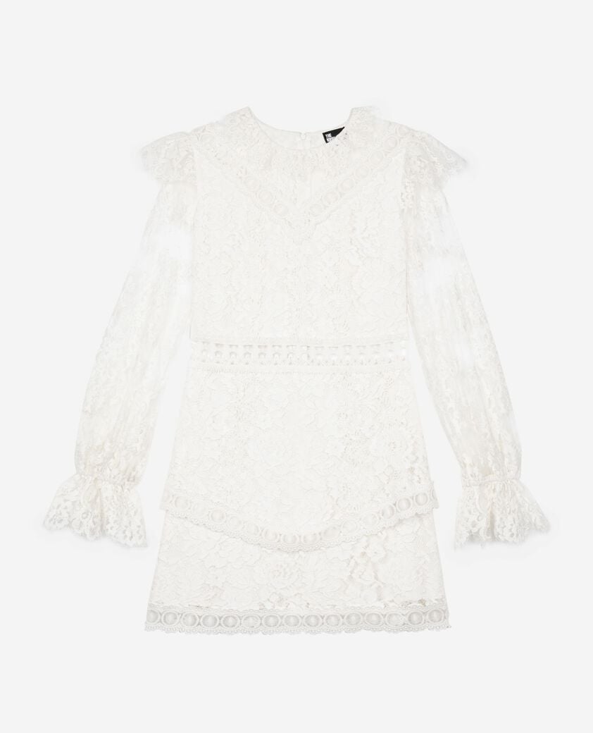 The Kooples F WHITE short dress in ecru lace