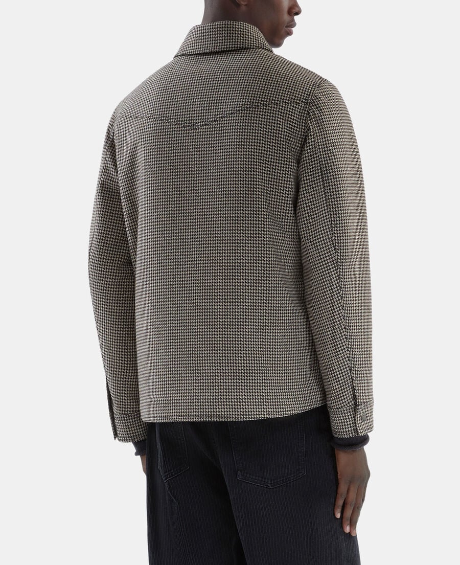 The Kooples MEN BROWN brown and ecru houndstooth overshirt style jacket