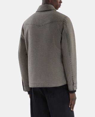 The Kooples MEN BROWN brown and ecru houndstooth overshirt style jacket