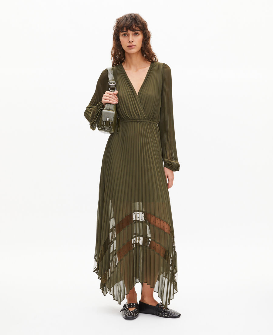 The Kooples F KAKI khaki pleated maxi dress