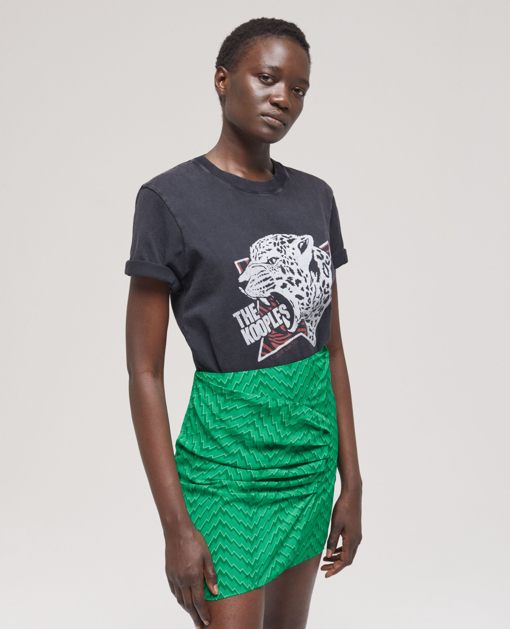 Short draped green skirt, GREEN, hi-res image number null