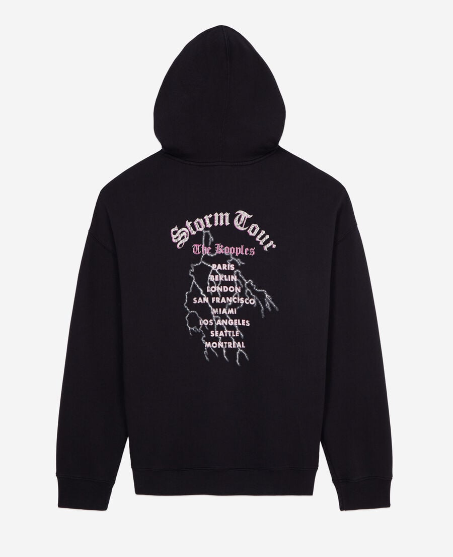 The Kooples F BLACK black sweatshirt with feel the storm serigraphy