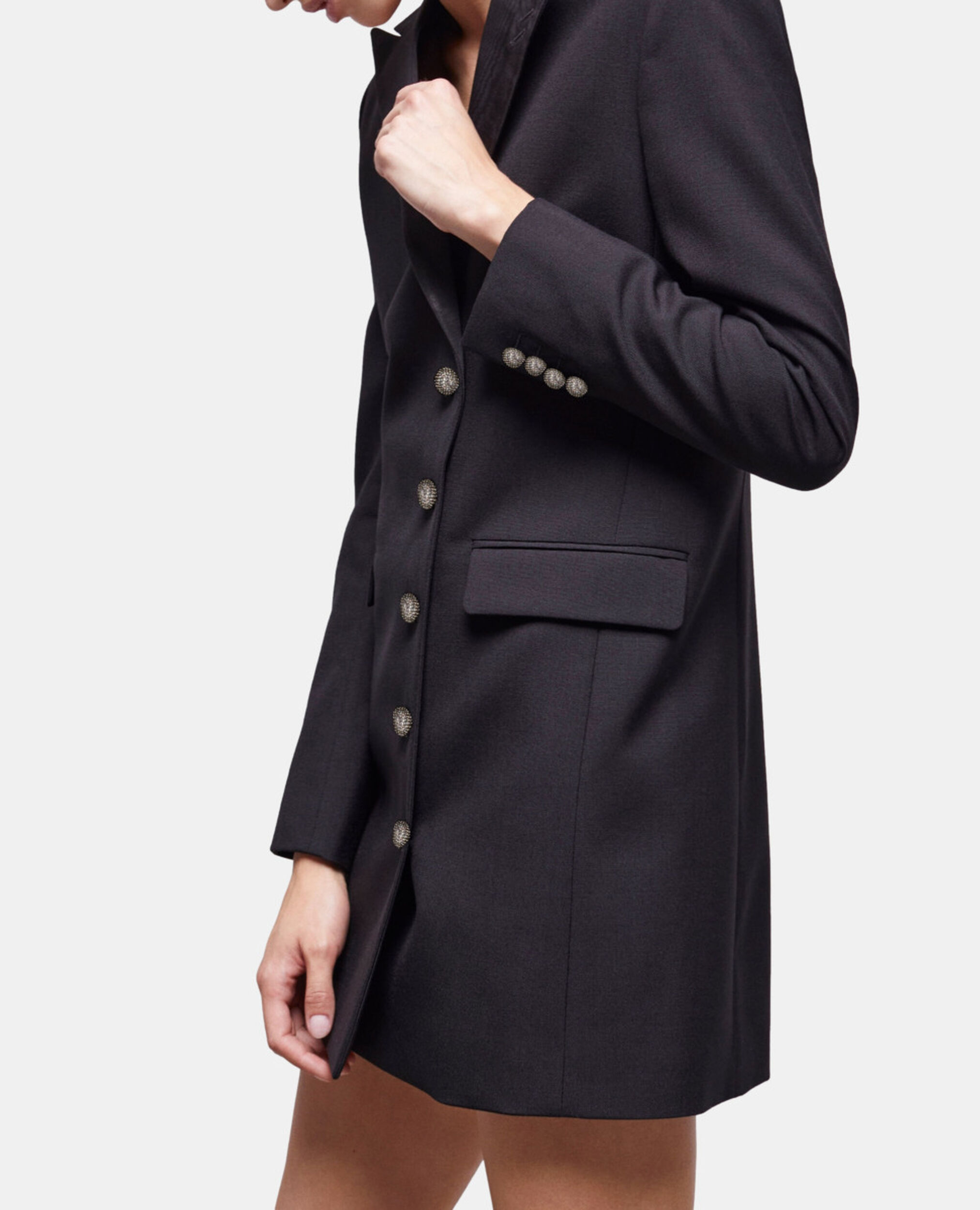 Robe courte en laine noire, BLACK, hi-res image number null