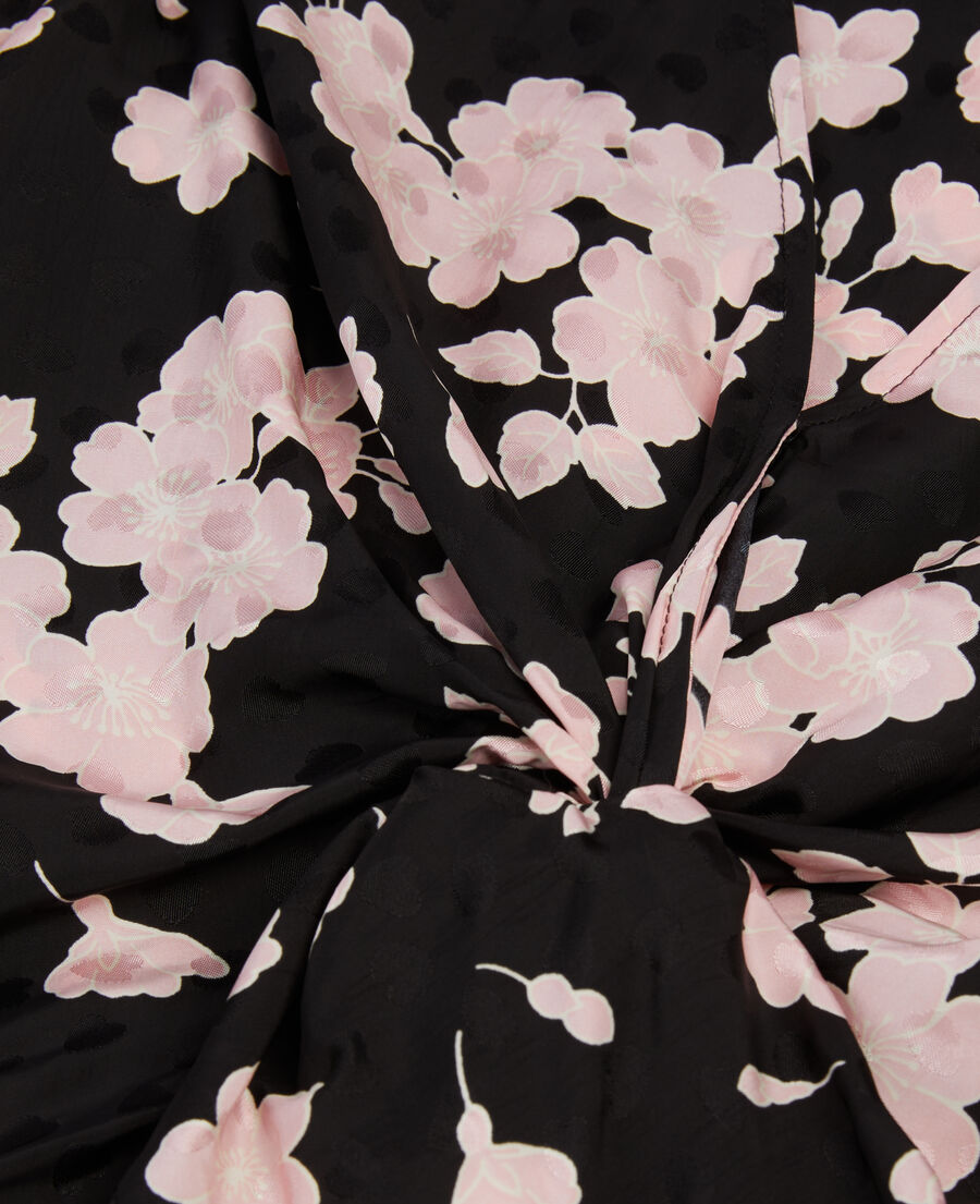 The Kooples WOMEN BLACK / PINK printed top with draping