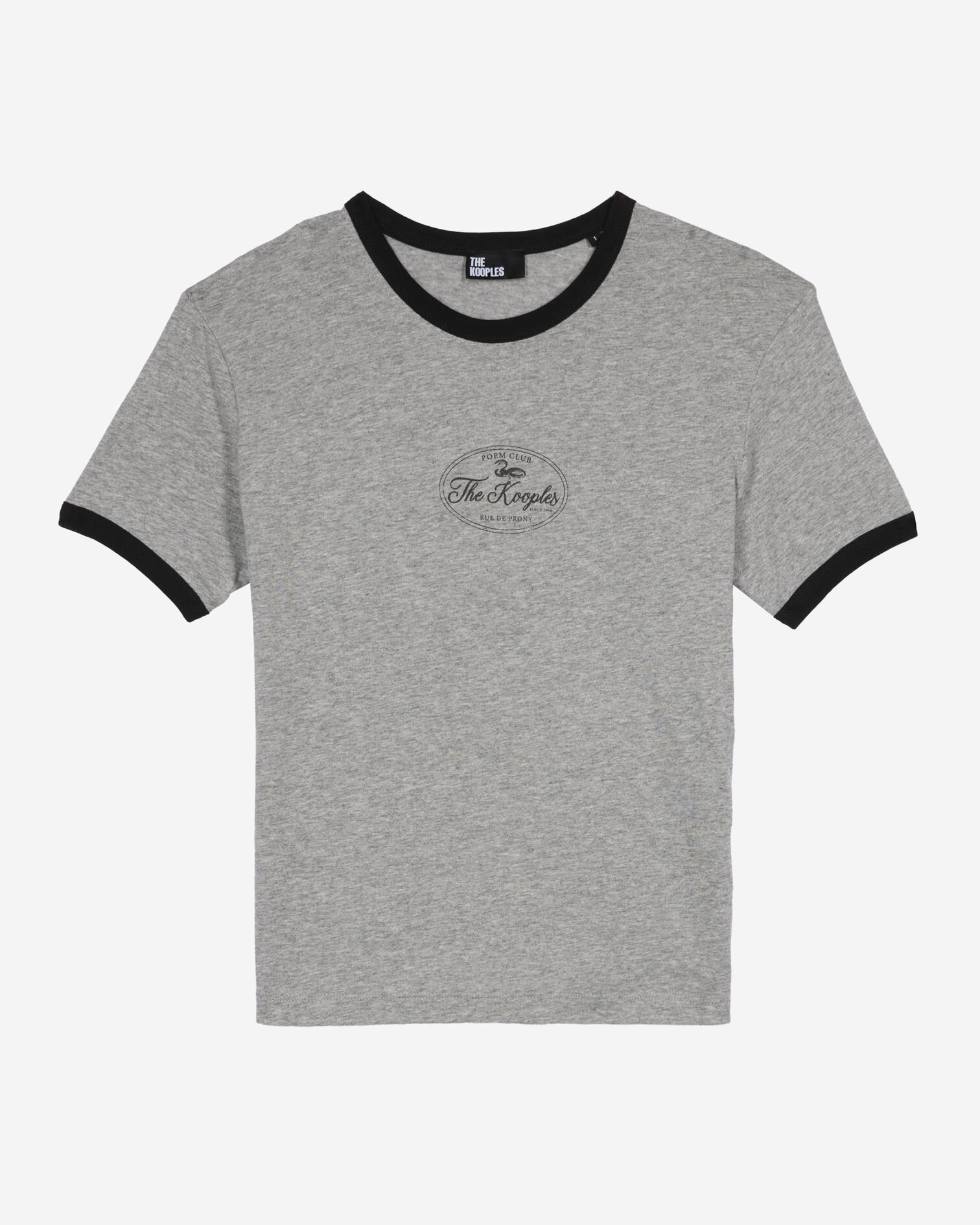 T-shirt with gray screen printing, GREY MELANGE, hi-res image number null