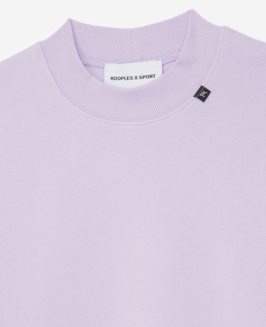 purple sweatshirt with embossed logo
