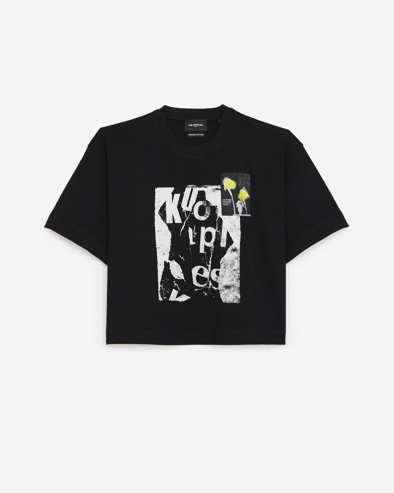 The Kooples WOMEN BLACK organic black cotton t-shirt with motif