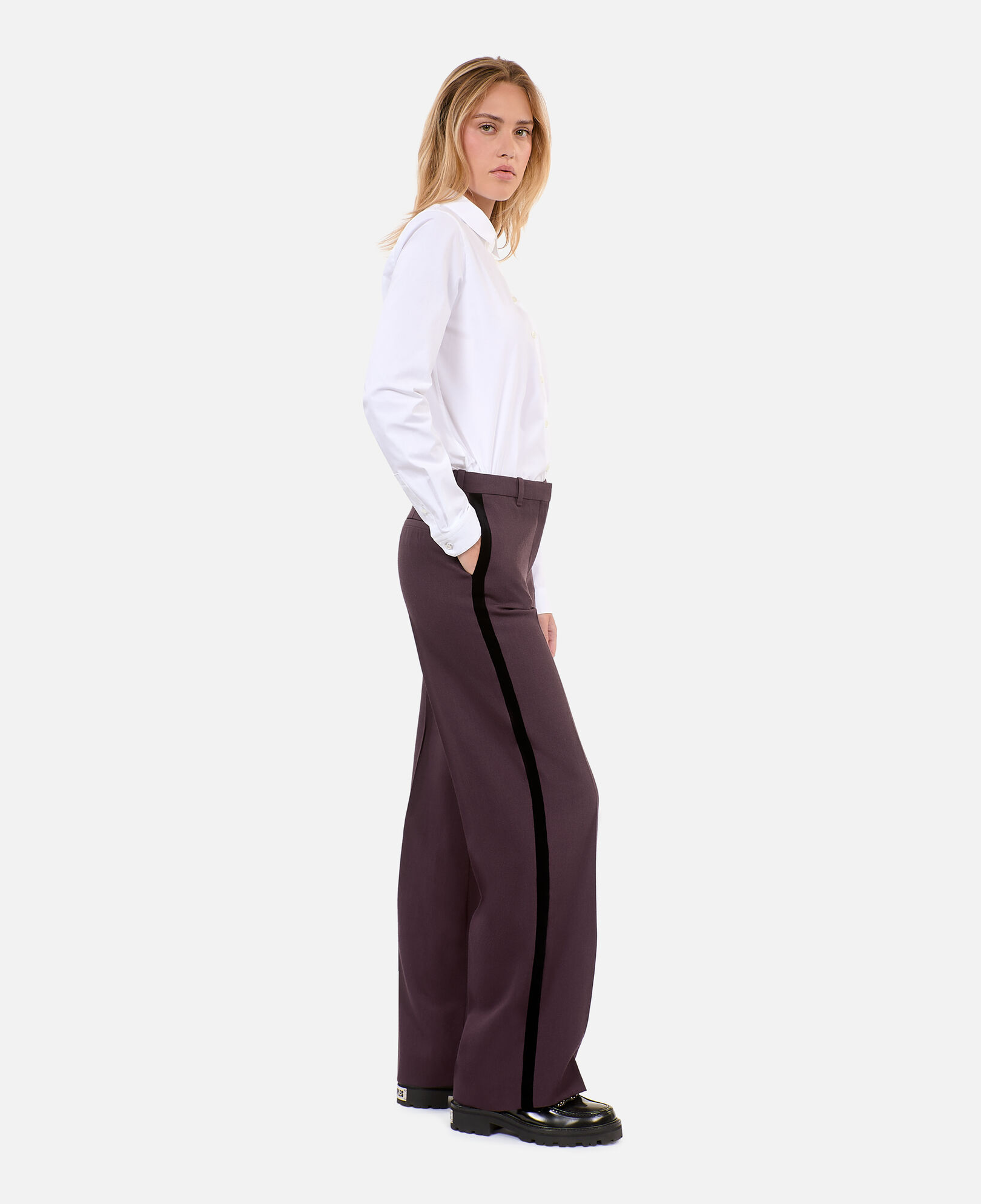 The Kooples WOMEN BROWN brown wide-leg trousers