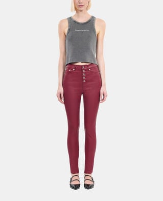 The Kooples FEMME DARK RED jean skinny effet cuir rouge