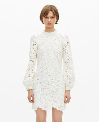 The Kooples DAMEN ECRU kurzes kleid aus ecrufarbener blumenspitze