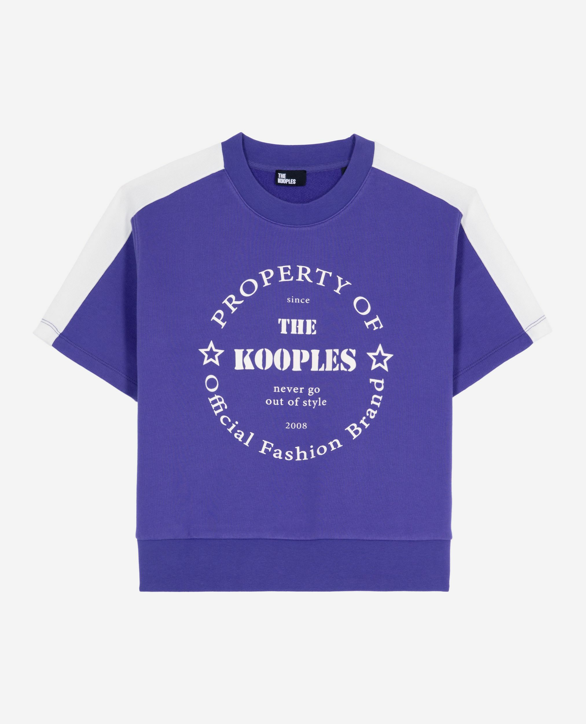 Short-sleeved sweatshirt with purple screen print, ELECTRIC BLUE, hi-res image number null