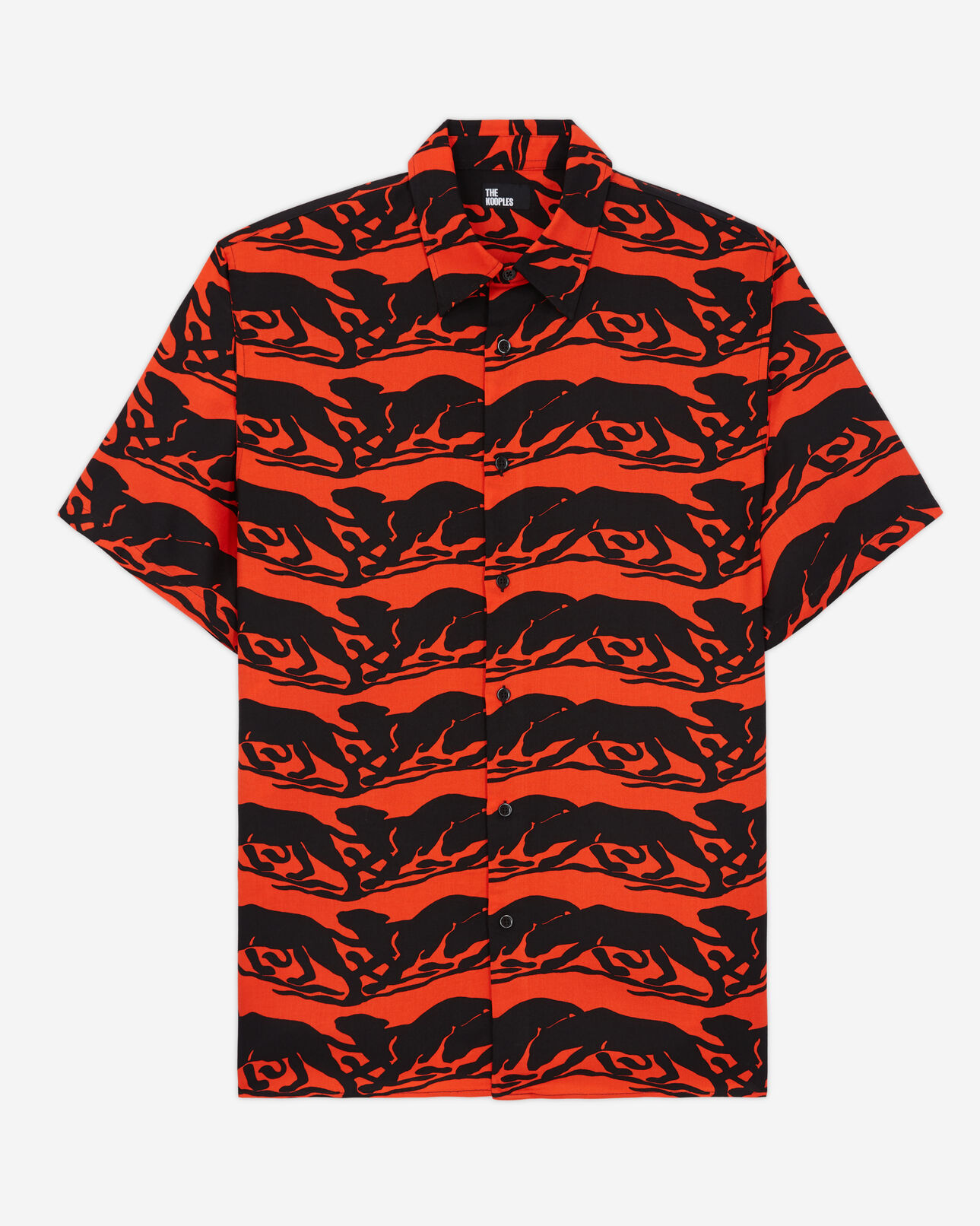 The Kooples MEN BLACK - RED panther print casual shirt