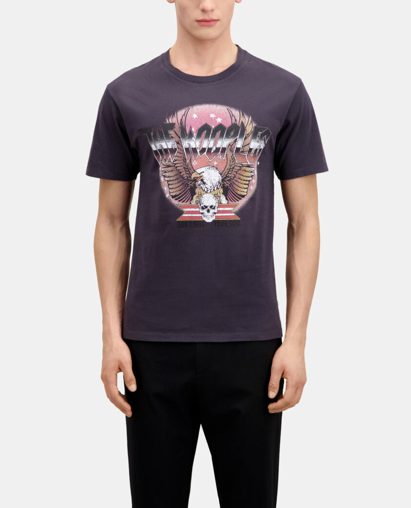 The Kooples MEN CARBONE carbon grey t-shirt with rock eagle serigraphy