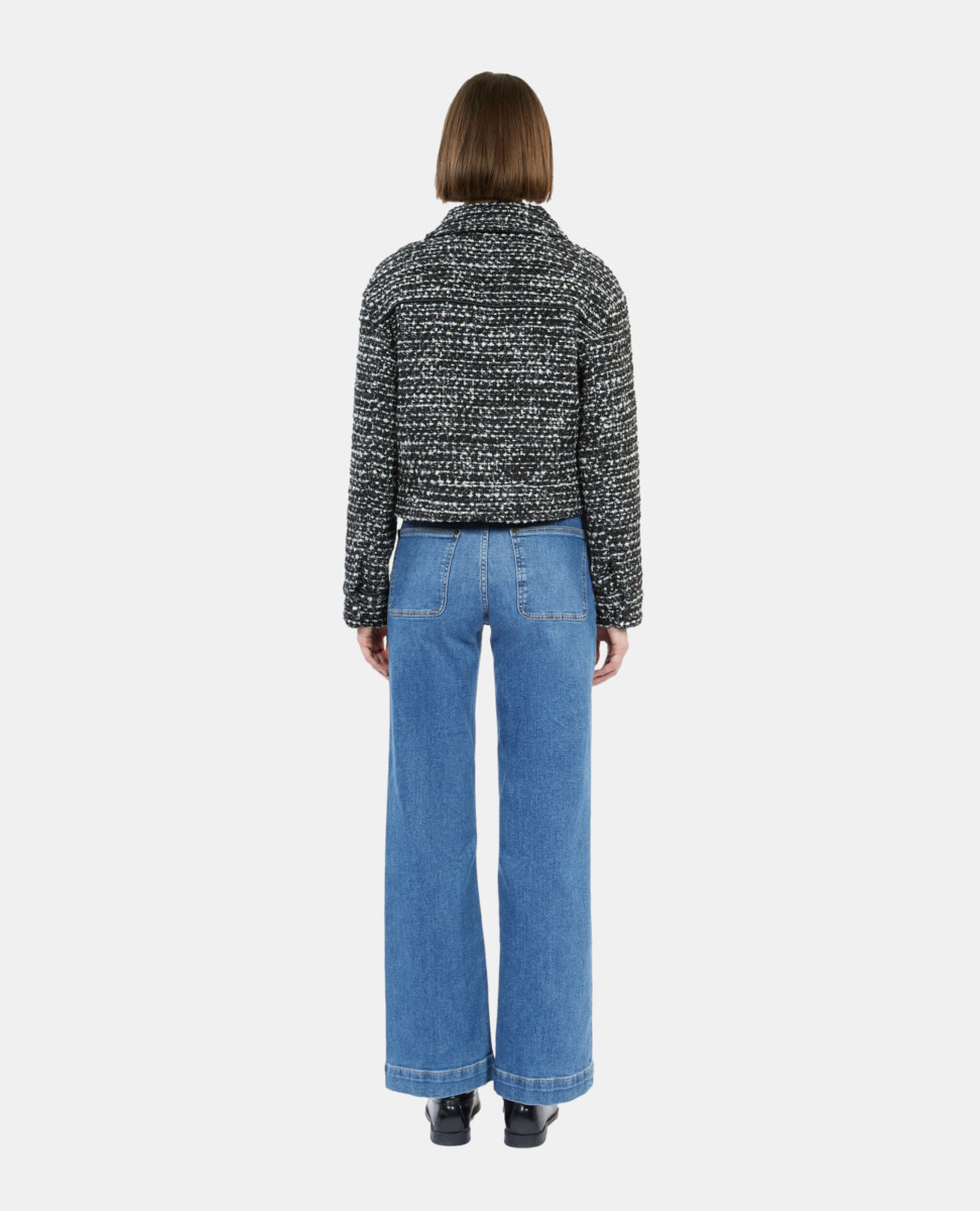 Blouson en tweed noir et blanc, BLACK WHITE, hi-res image number null