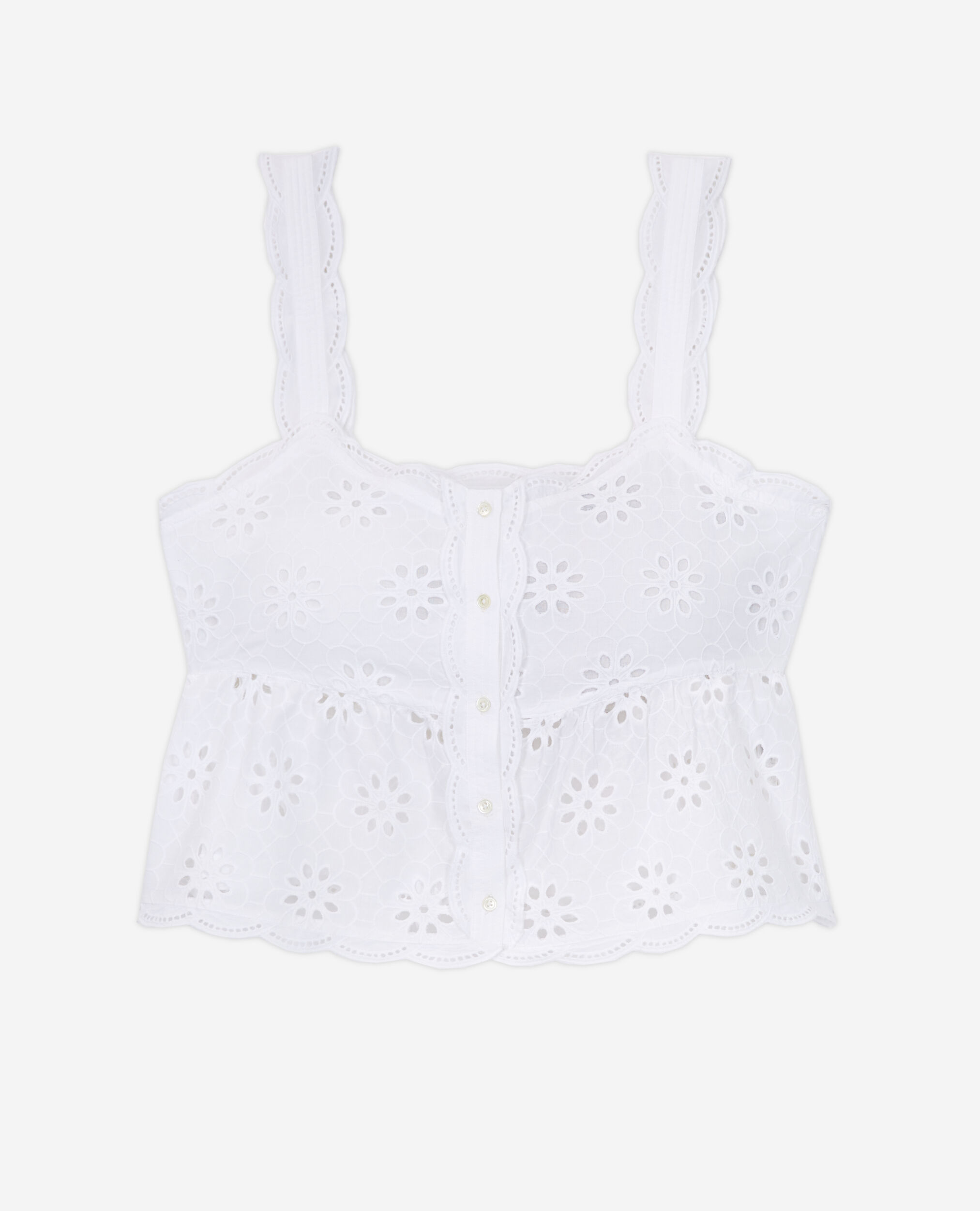 Top court blanc en Broderie Anglaise