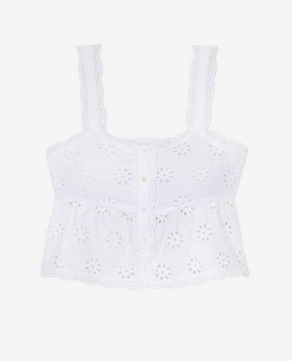 top court blanc en broderie anglaise