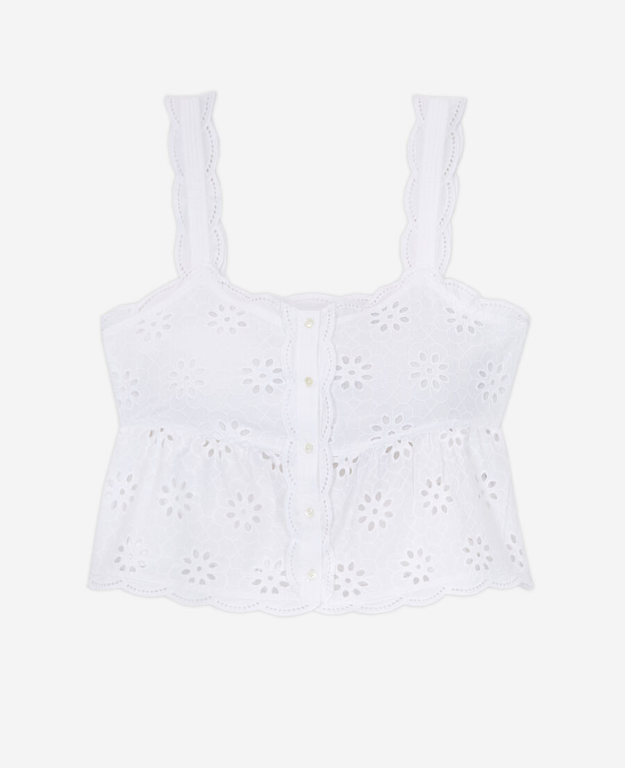 short white top with broderie anglaise