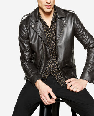 The Kooples H BLACK zipped black leather biker jacket