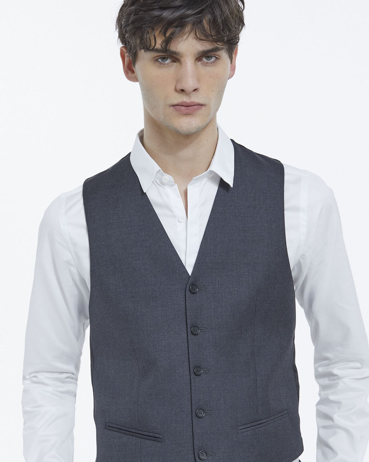 The Kooples H DARK GREY buttoned fitted dark grey waistcoat