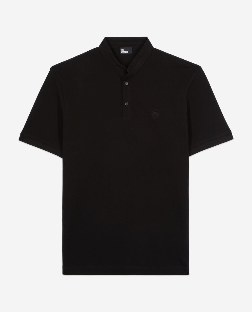 The Kooples H BLACK black pique cotton polo t-shirt