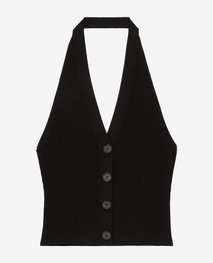 The Kooples FEMME BLACK top en maille noir